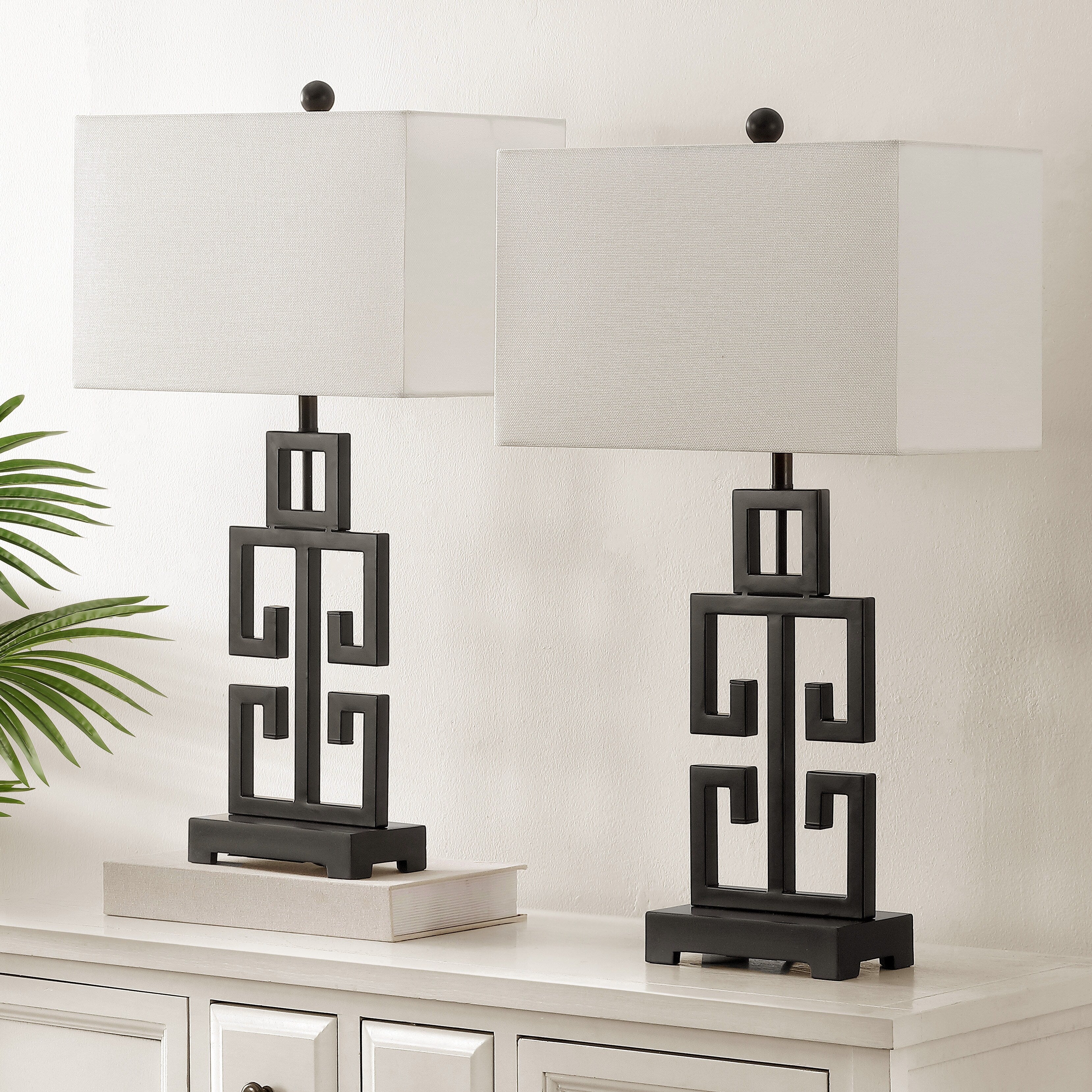 SAFAVIEH Lighting Chantelle Greek Antiqued Gold 29-inch Table Lamp (Set of 2) - 16W x 9D x 29H