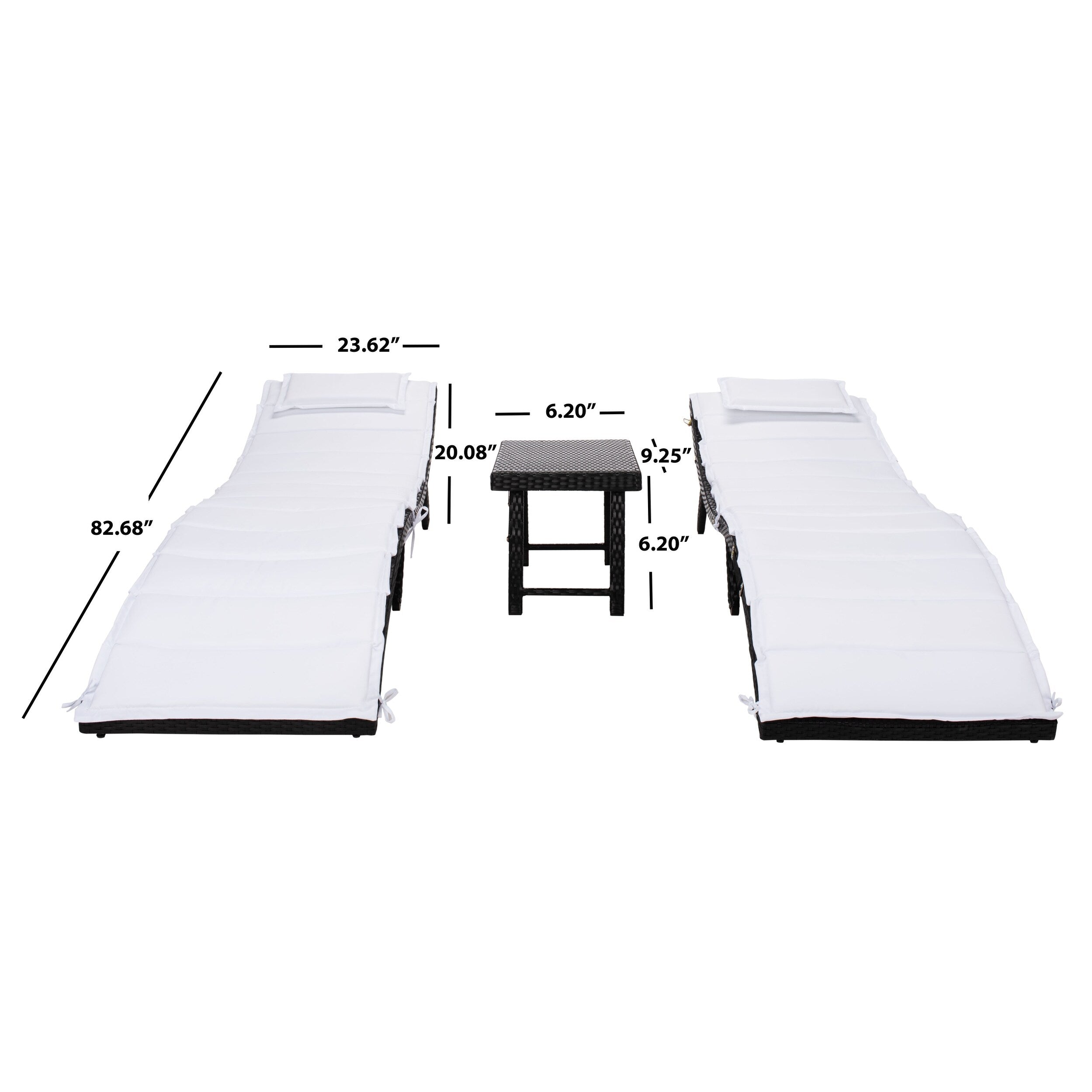 SAFAVIEH Outdoor Blaguna 3-Piece Sun Lounger Set - 83Wx20Dx24H