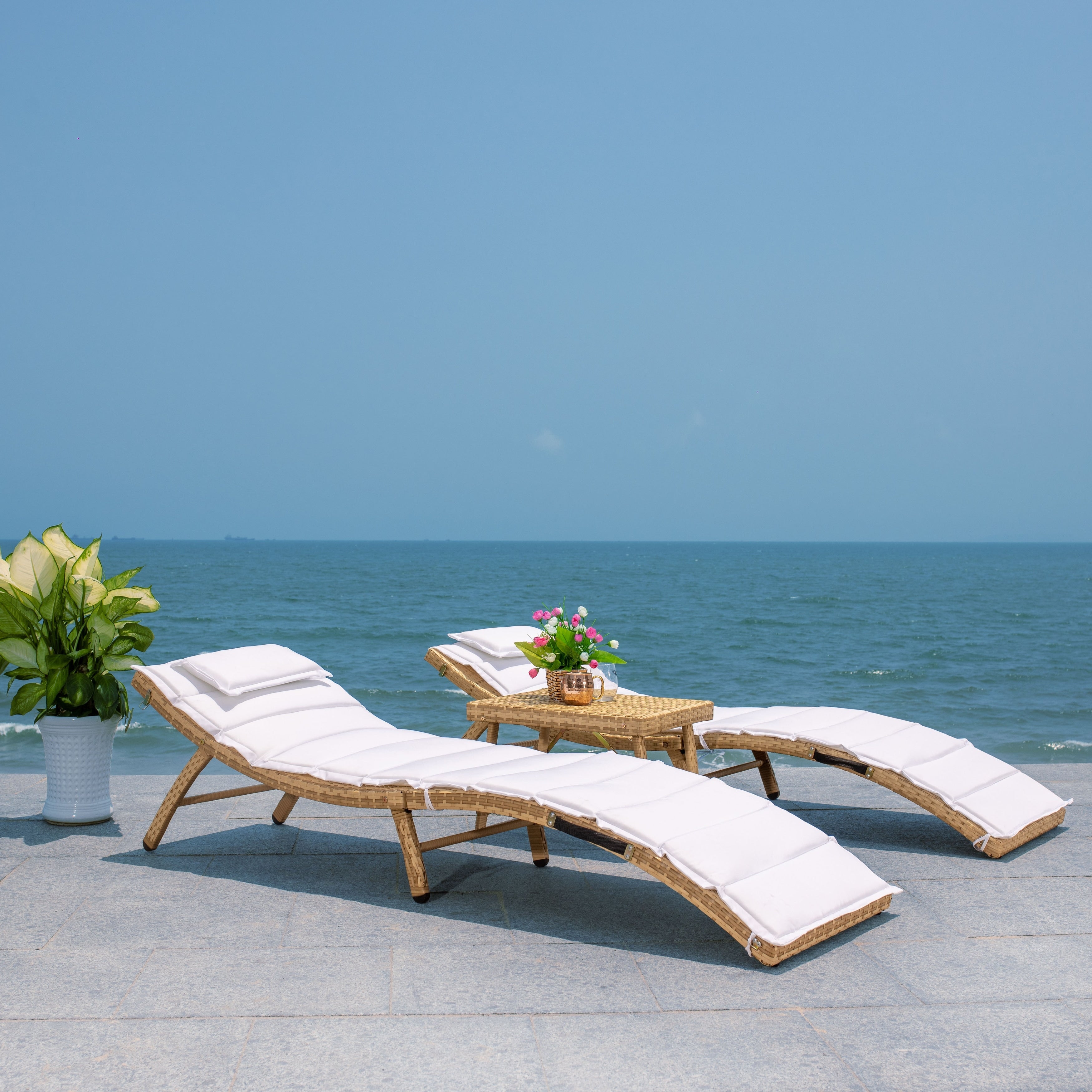 SAFAVIEH Outdoor Blaguna 3-Piece Sun Lounger Set - 83Wx20Dx24H