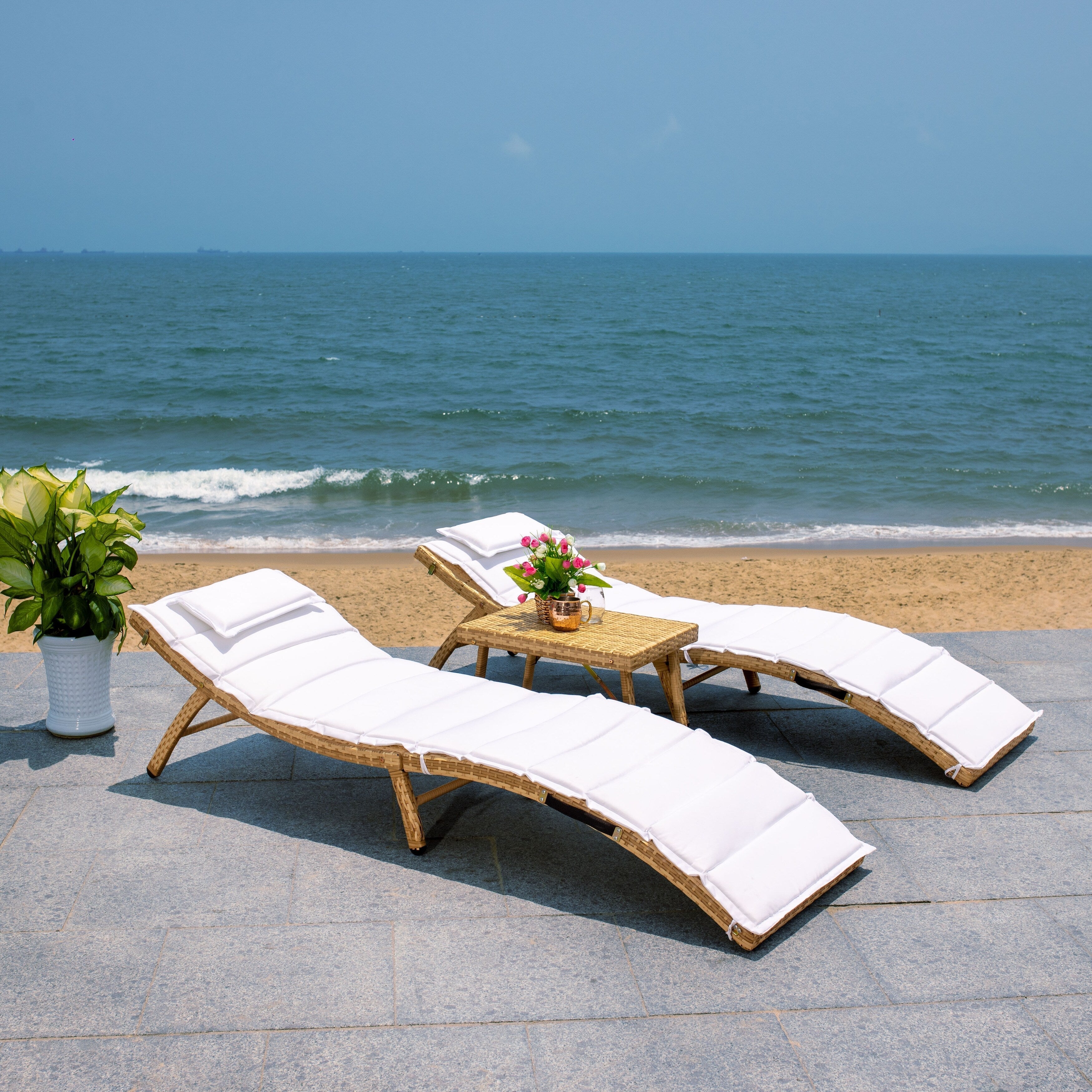 SAFAVIEH Outdoor Blaguna 3-Piece Sun Lounger Set - 83Wx20Dx24H