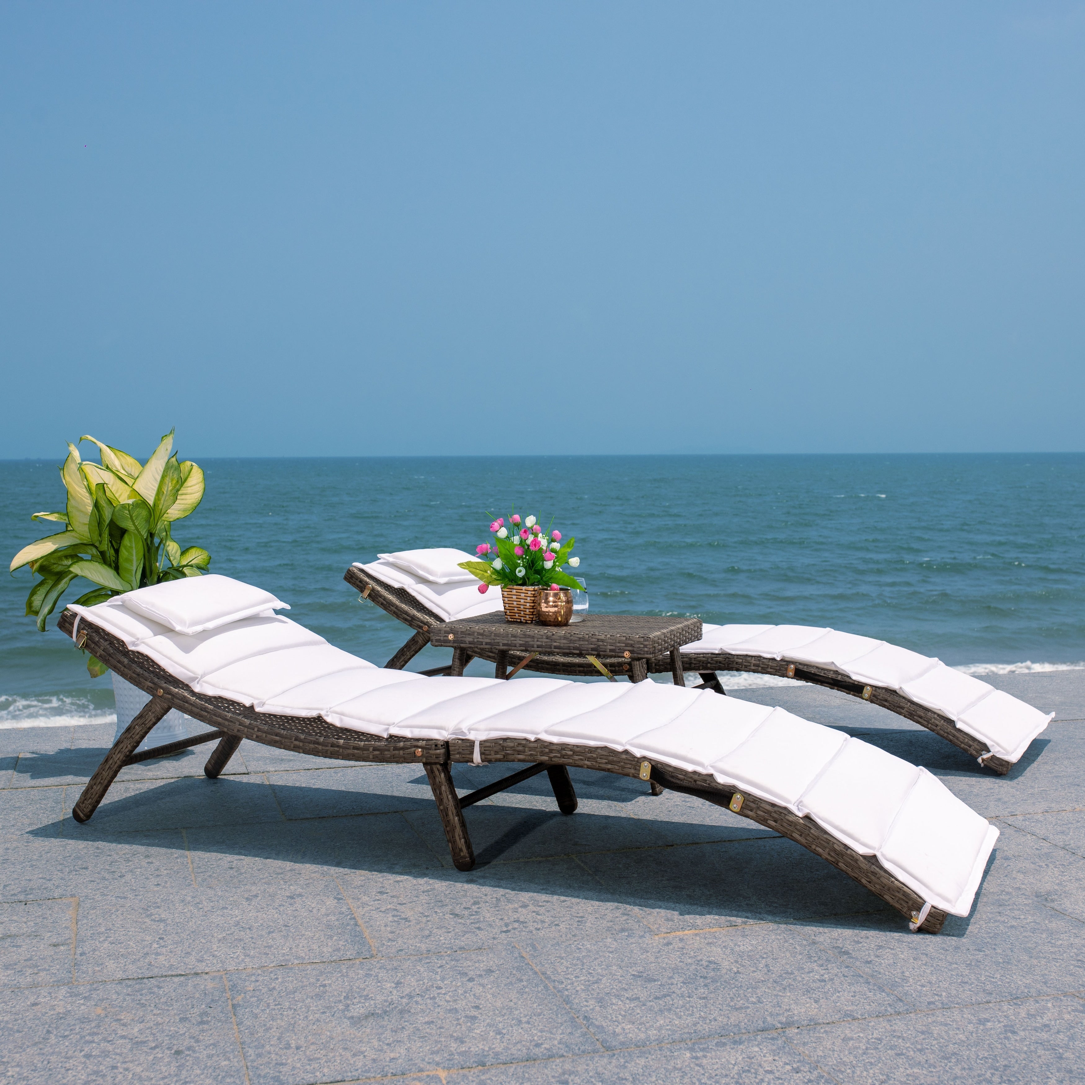 SAFAVIEH Outdoor Blaguna 3-Piece Sun Lounger Set - 83Wx20Dx24H