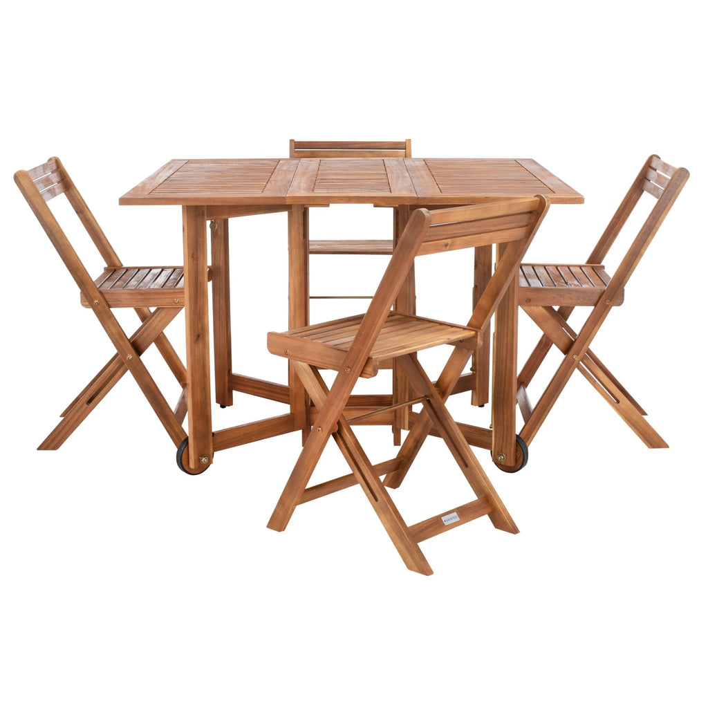 SAFAVIEH Outdoor Brandy 5-Piece Outdoor Dining Table Set - 43Wx35Dx29H