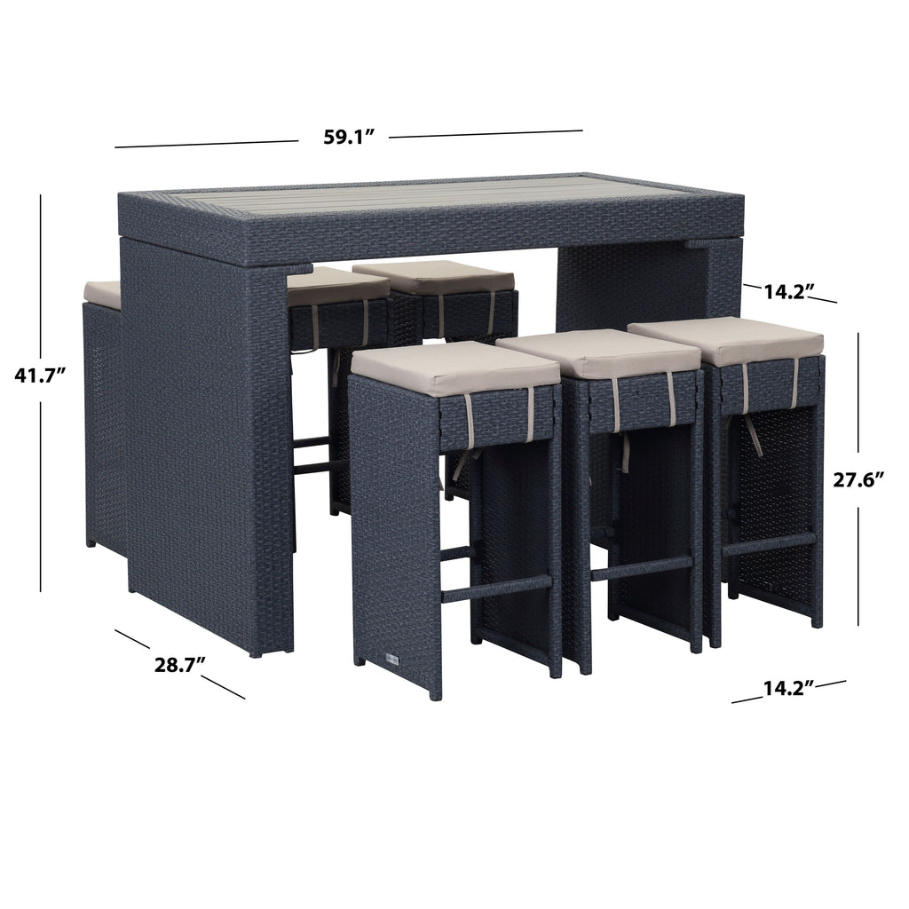 SAFAVIEH Outdoor Euda Bar Set (7-Piece) - 29Wx59Dx42H