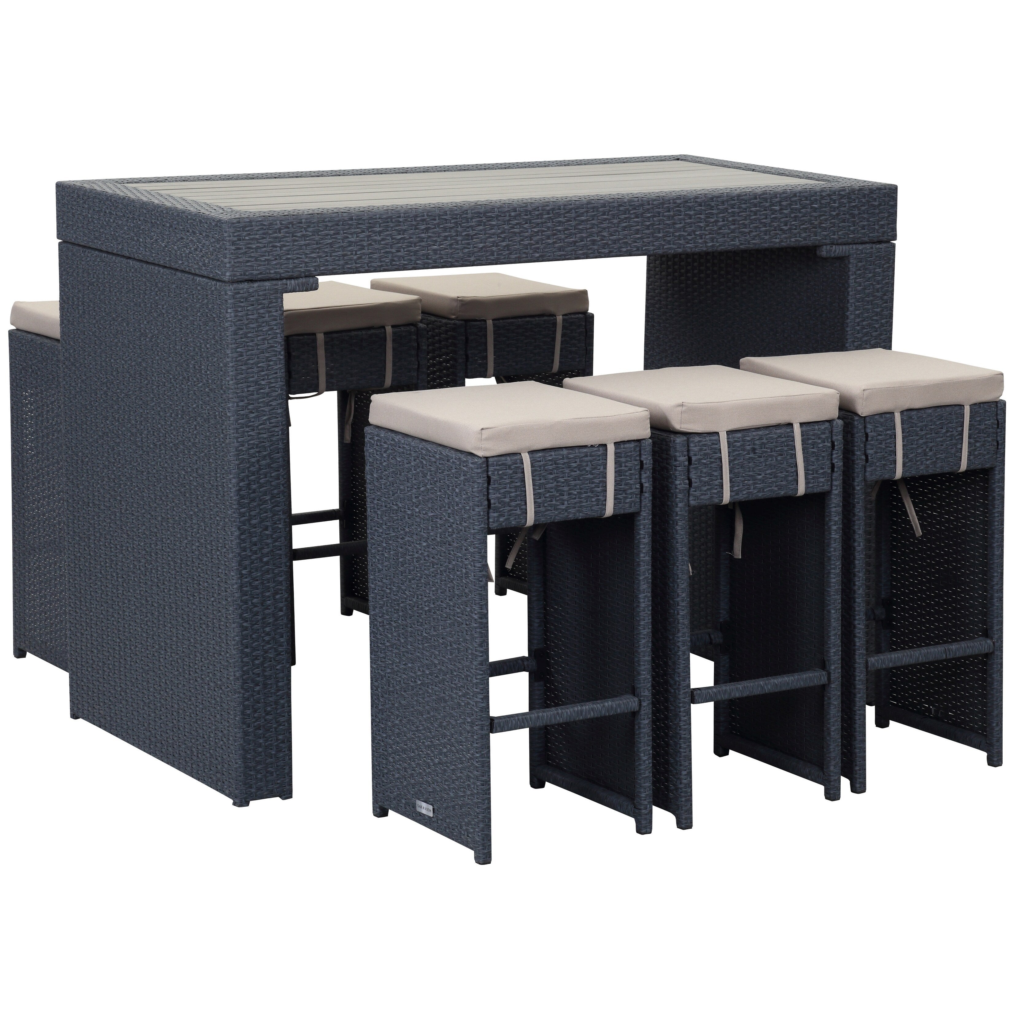 SAFAVIEH Outdoor Euda Bar Set (7-Piece) - 29Wx59Dx42H