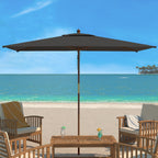 SAFAVIEH Outdoor Glauca 11-Foot Wooden Pulley Market Umbrella