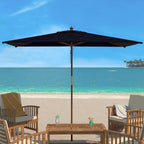 SAFAVIEH Outdoor Glauca 11-Foot Wooden Pulley Market Umbrella