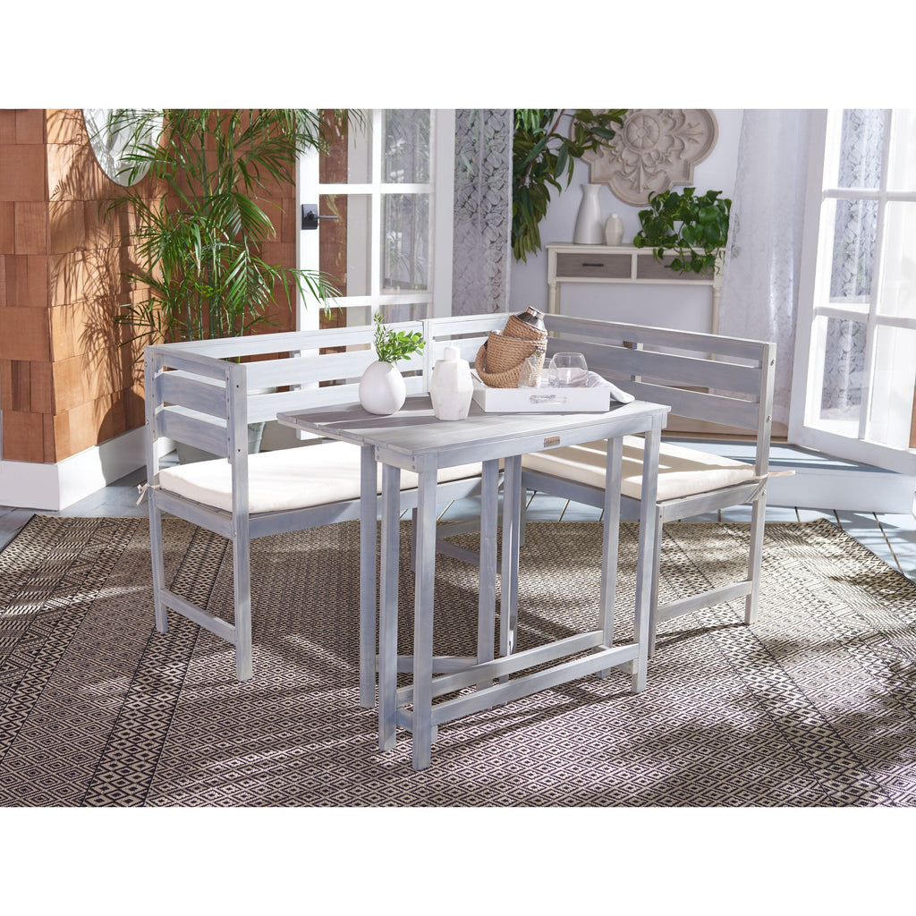 SAFAVIEH Outdoor Kenna 3-Piece Balcony Corner Lounge Set - 39Wx19Dx33H