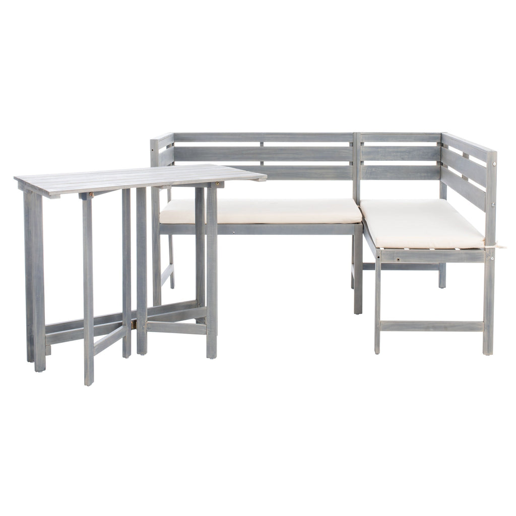 SAFAVIEH Outdoor Kenna 3-Piece Balcony Corner Lounge Set - 39Wx19Dx33H