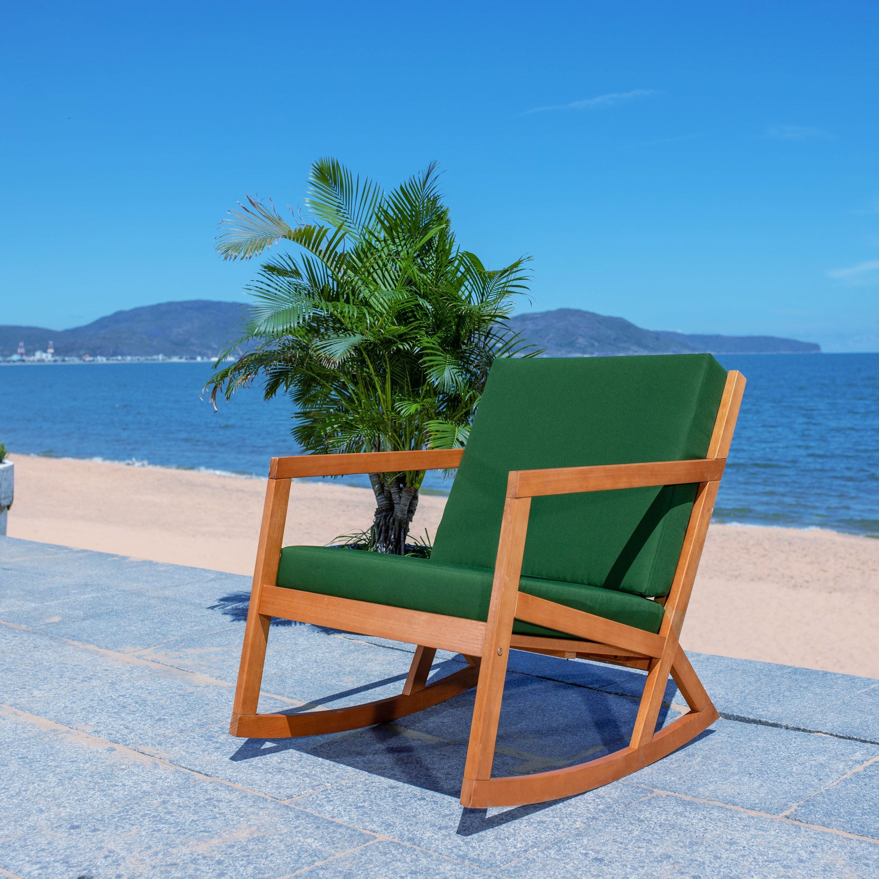 SAFAVIEH Outdoor Makaila Rocking Chair with Cushion - 26W x 31D x 38H