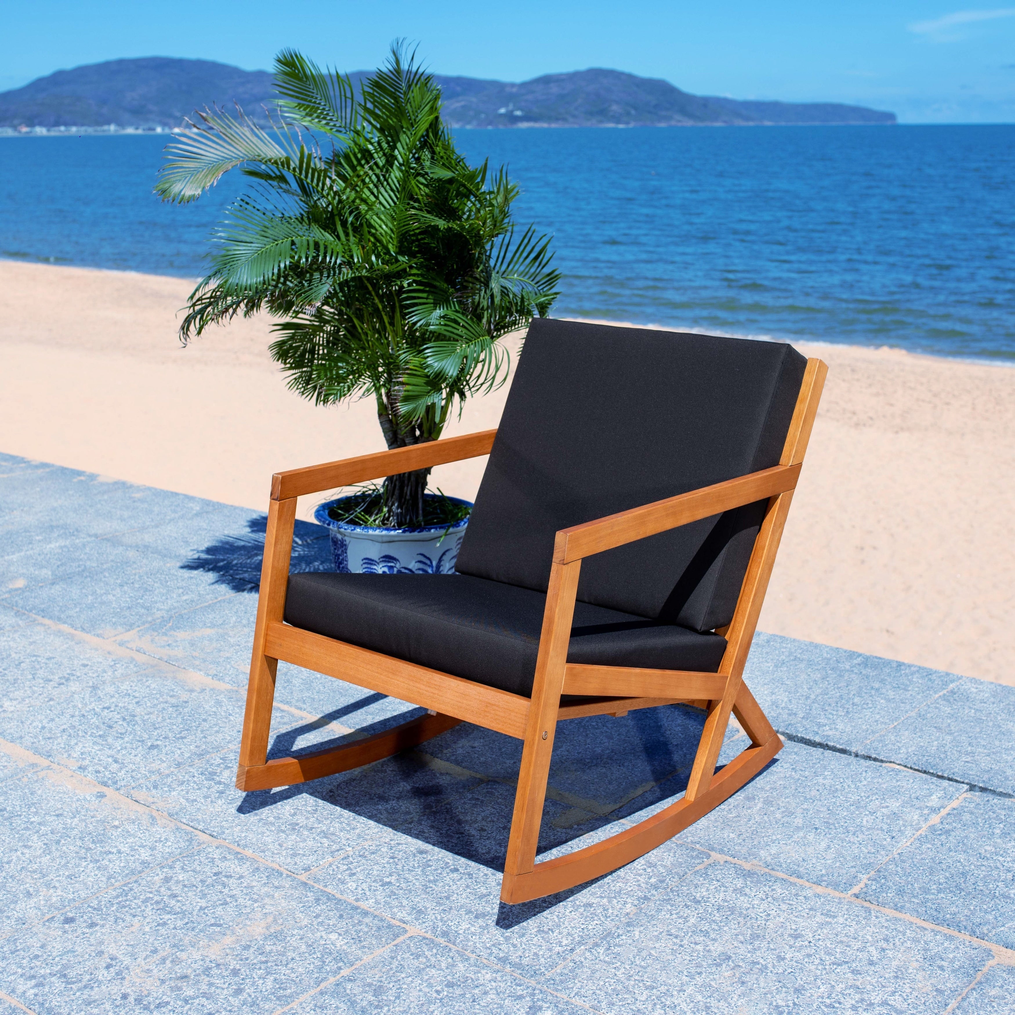 SAFAVIEH Outdoor Makaila Rocking Chair with Cushion - 26W x 31D x 38H