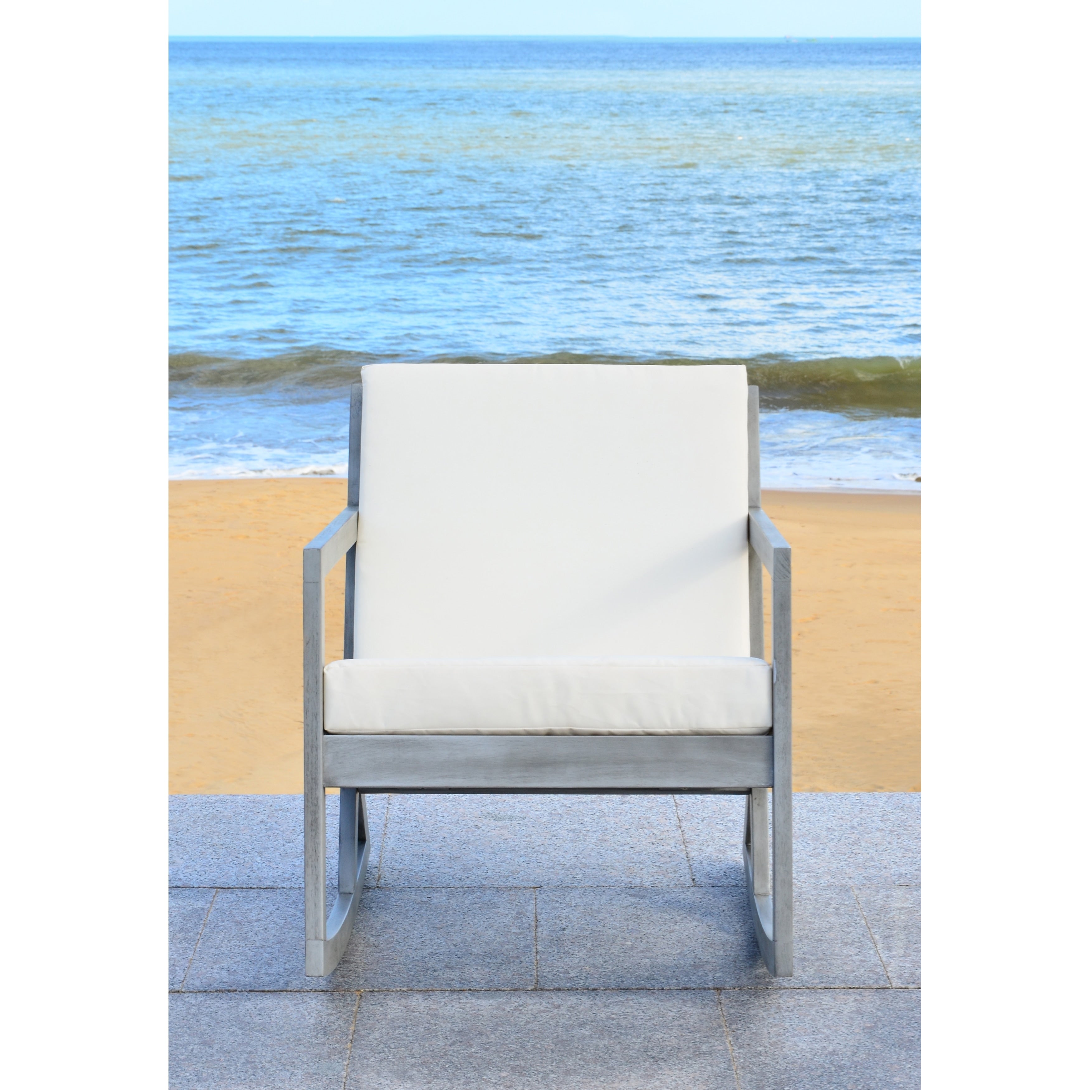 SAFAVIEH Outdoor Makaila Rocking Chair with Cushion - 26W x 31D x 38H