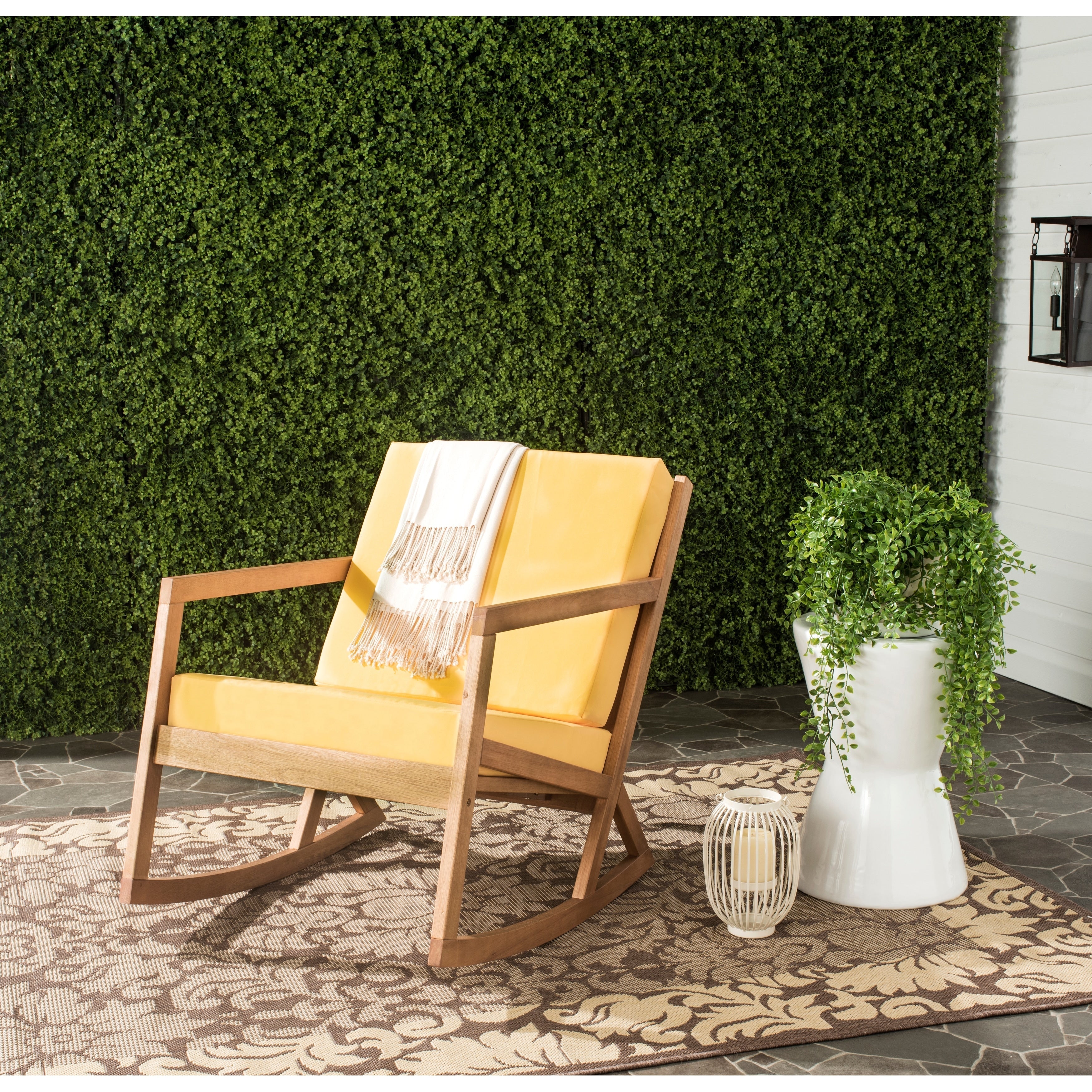 SAFAVIEH Outdoor Makaila Rocking Chair with Cushion - 26W x 31D x 38H