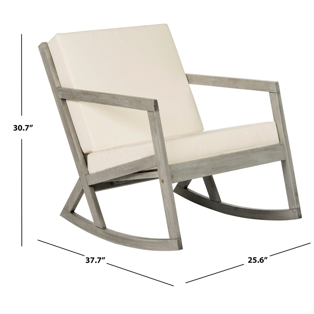 SAFAVIEH Outdoor Makaila Rocking Chair with Cushion - 26W x 31D x 38H
