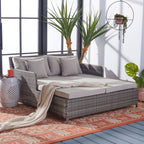 SAFAVIEH Outdoor Taniyah Wicker Daybed with Pillow & Cushions - 53W x 28D x 62H