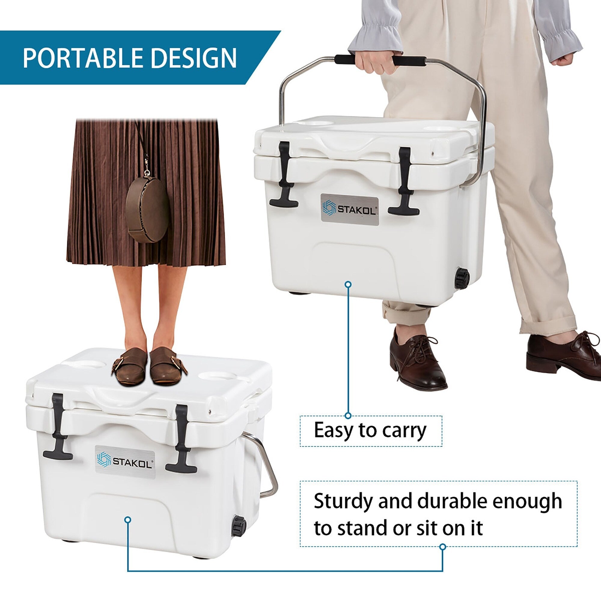 SKTAKOL 16 Quart Cooler Portable Ice Chest Leak-Proof 24 Cans Ice - See Details