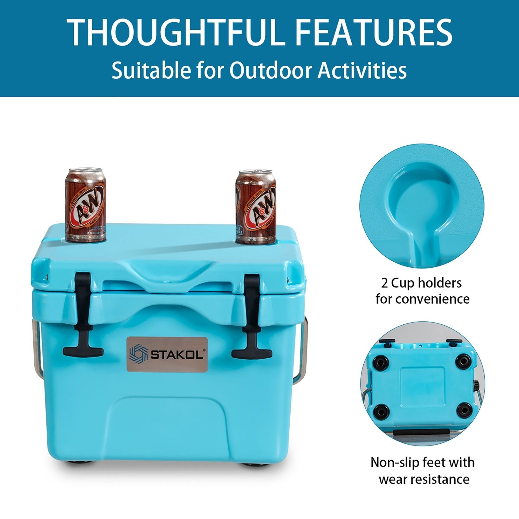 SKTAKOL 16 Quart Cooler Portable Ice Chest Leak-Proof 24 Cans Ice - See Details