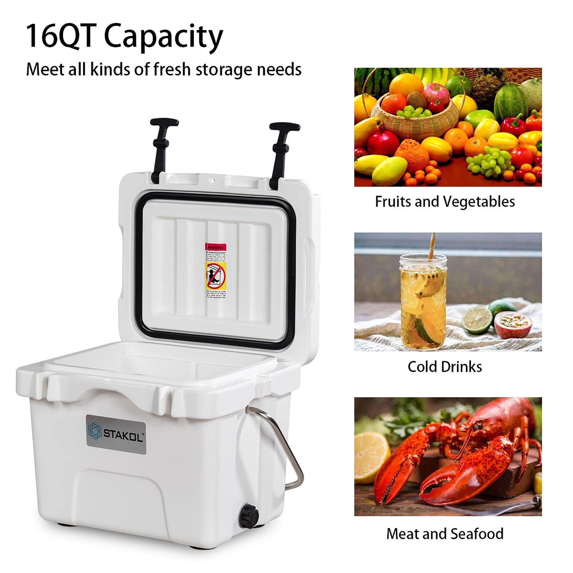 SKTAKOL 16 Quart Cooler Portable Ice Chest Leak-Proof 24 Cans Ice - See Details