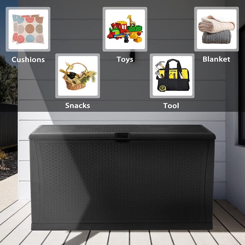 SUNCROWN 75-120 Gallon Weatherproof Resin Outdoor Storage Deck Box for Furniture and Supplies