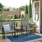 SUNCROWN 3-Piece Black Metal Outdoor Patio Rocking Bistro Set