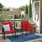 SUNCROWN 3-Piece Black Metal Outdoor Patio Rocking Bistro Set