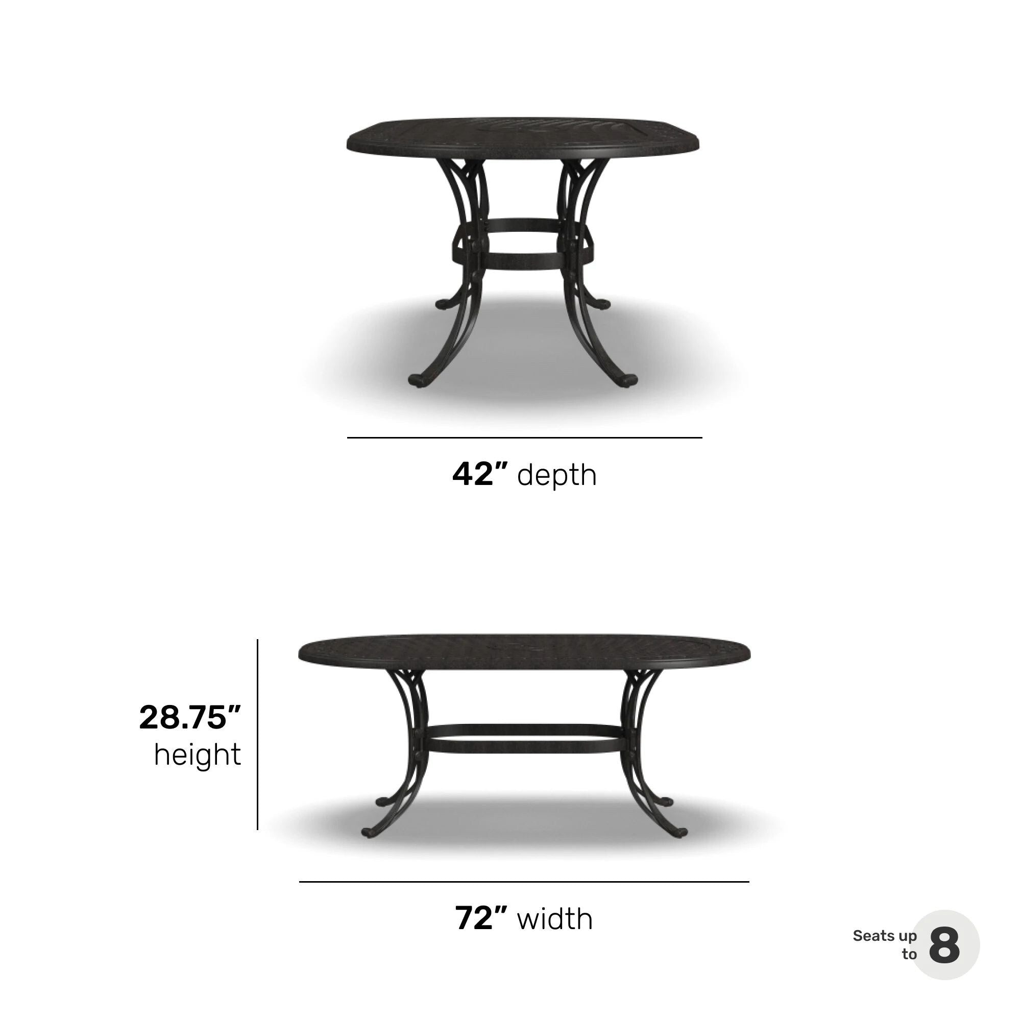 Sanibel Bronze Aluminum 7- Piece Outdoor Dining Set with 72 Oval Dining Table and Six Armchairs by Homestyles