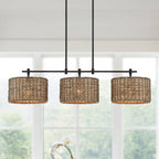 Sedgy 3-Light Black Farmhouse Kitchen Island Light Linear Chandelier - 41W