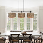 Sedgy 3-Light Black Farmhouse Kitchen Island Light Linear Chandelier - 41W