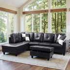 Semi PU Synthetic Leather 3-Piece Couch Living Room Sofa Set