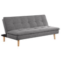 Siana Convertible Sofa Bed, Tufted Gray Fabric, Brown Wood, 72 Inch