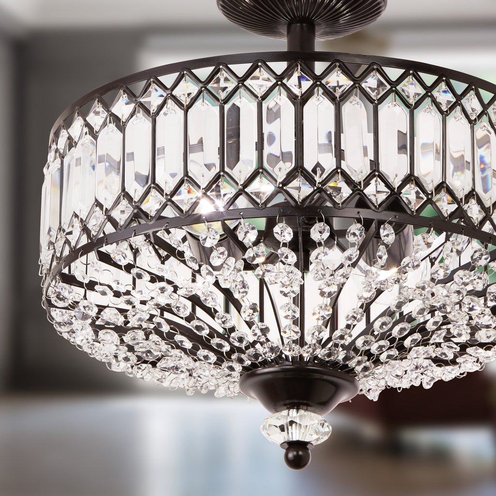 Silver Orchid Furey Bronze/Gold Tiered Glass Semi-flush Lighting Fixture - 14.75L x 14.75W x 15.25H