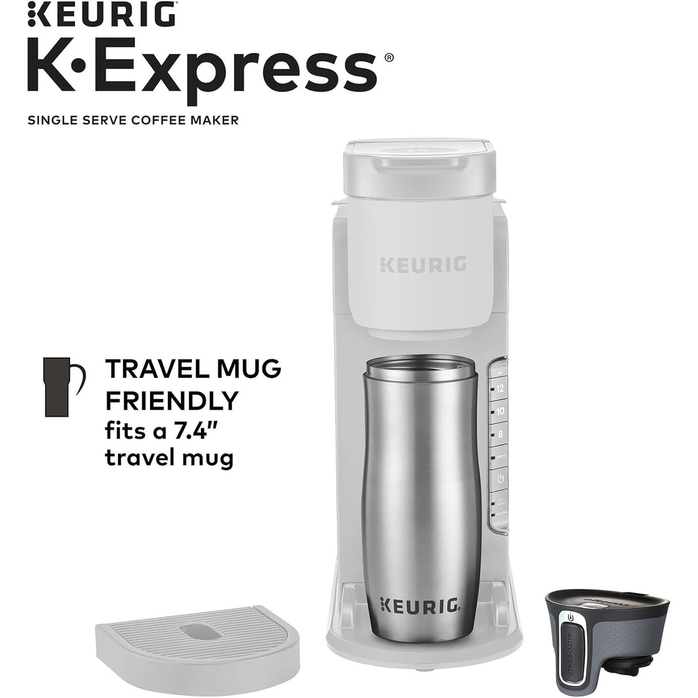 Single Serve K-Cup Coffee Maker, 3 Brew Sizes, Strong Brew, 42oz Reservoir, Warm Stone