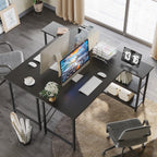 Small L Shaped Desk with Storage Shelves Corner Computer Desk