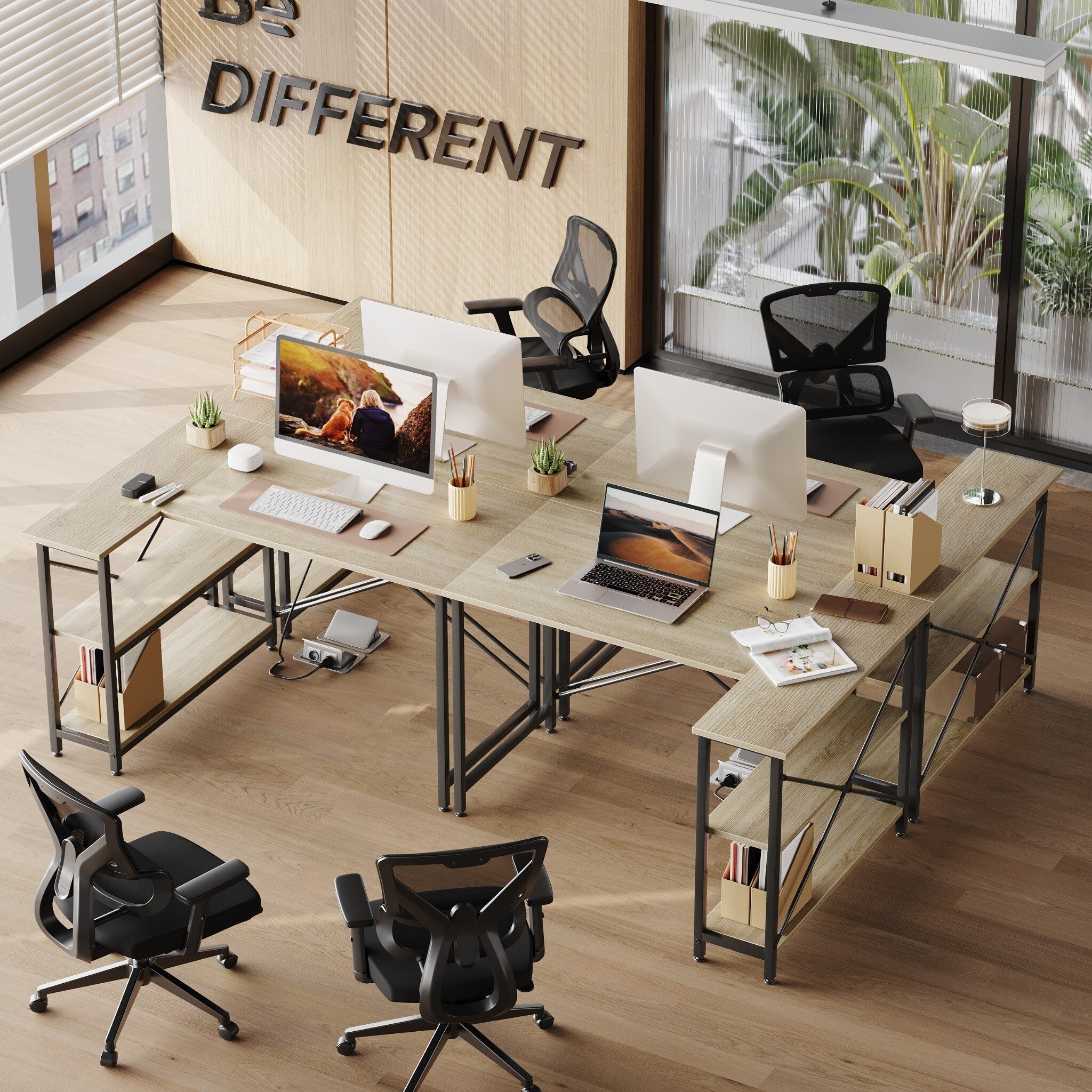 Small L Shaped Desk with Storage Shelves Corner Computer Desk