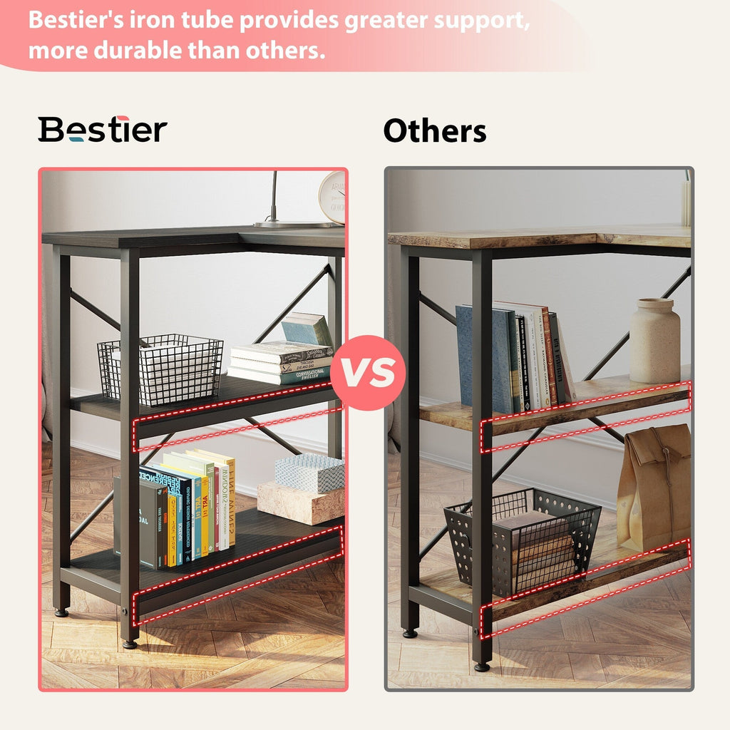 Small L Shaped Desk with Storage Shelves Corner Computer Desk