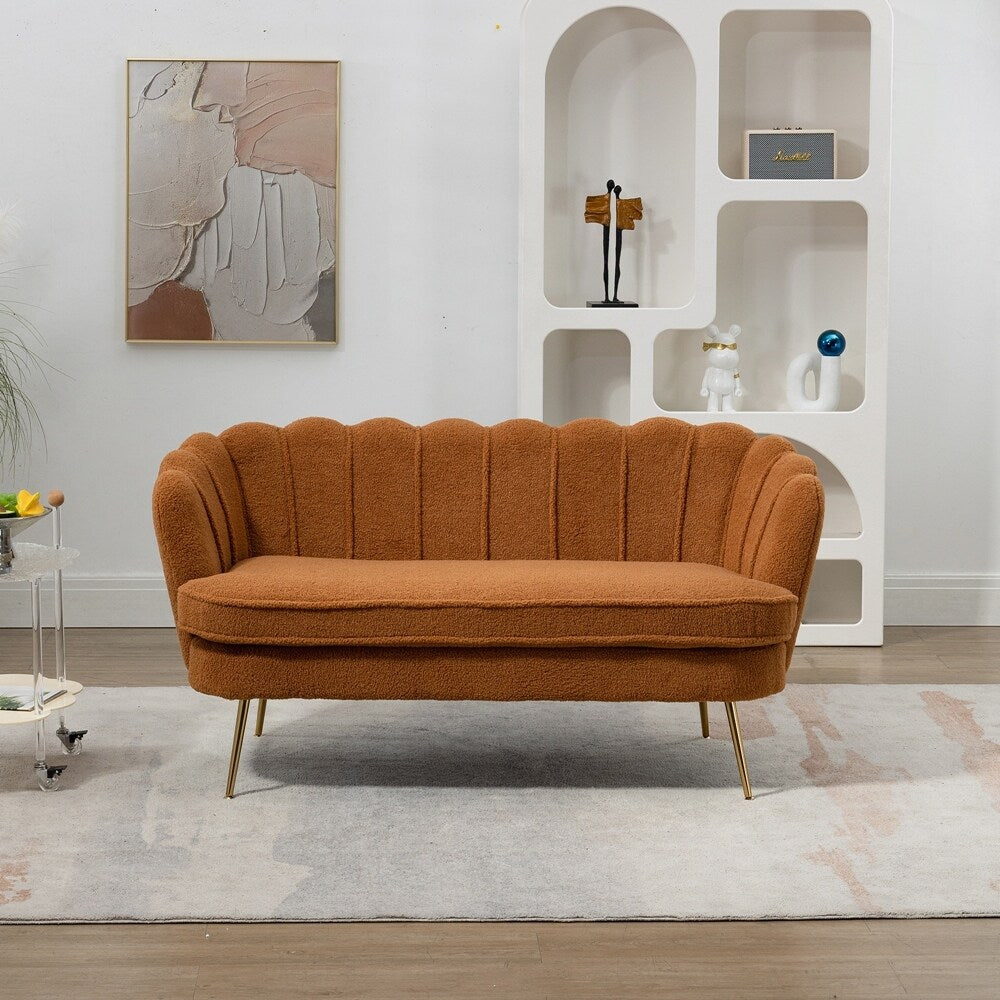 Small Mini Room Couch Two-Seater Sofa with Gold Metal Leg - 2 Seat