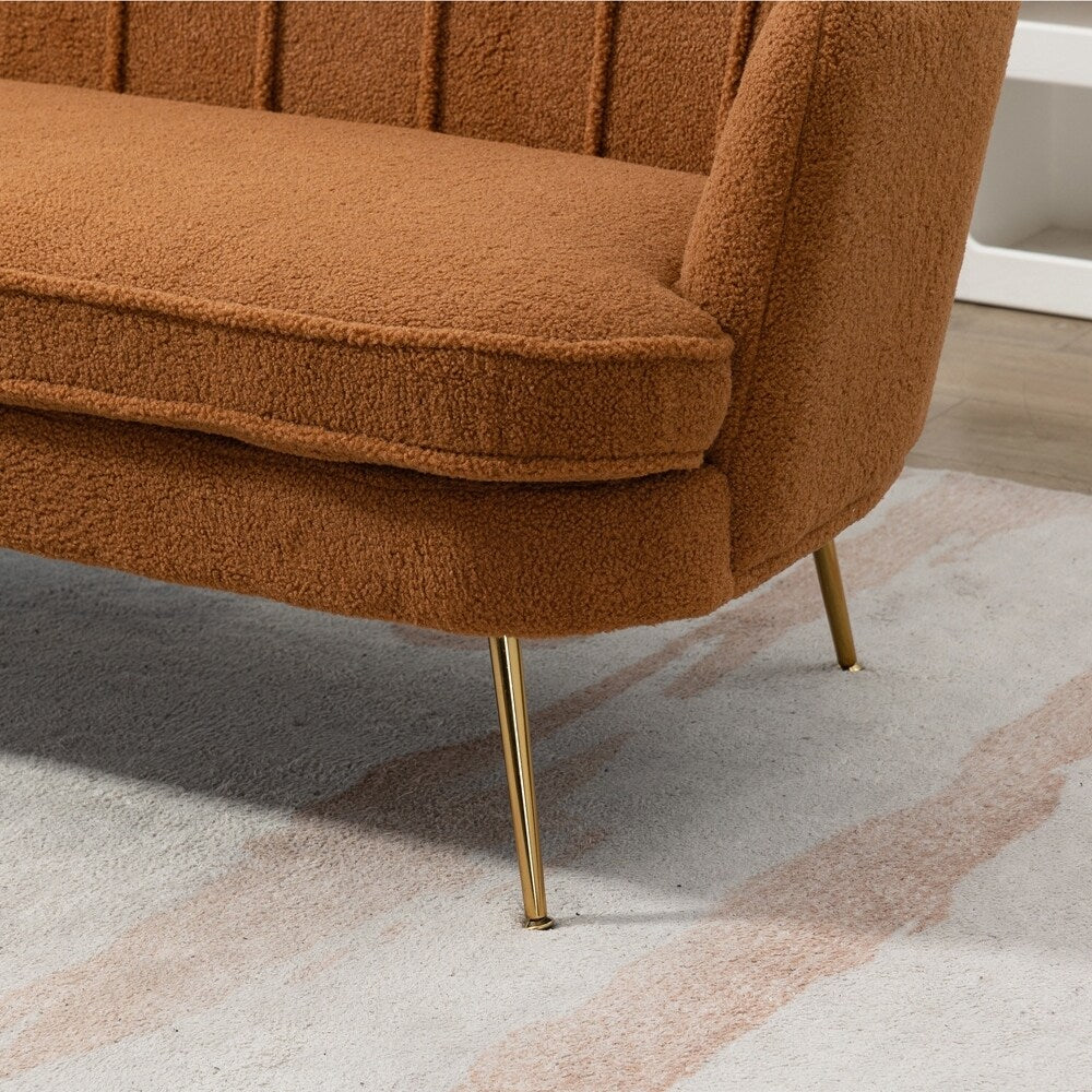 Small Mini Room Couch Two-Seater Sofa with Gold Metal Leg - 2 Seat