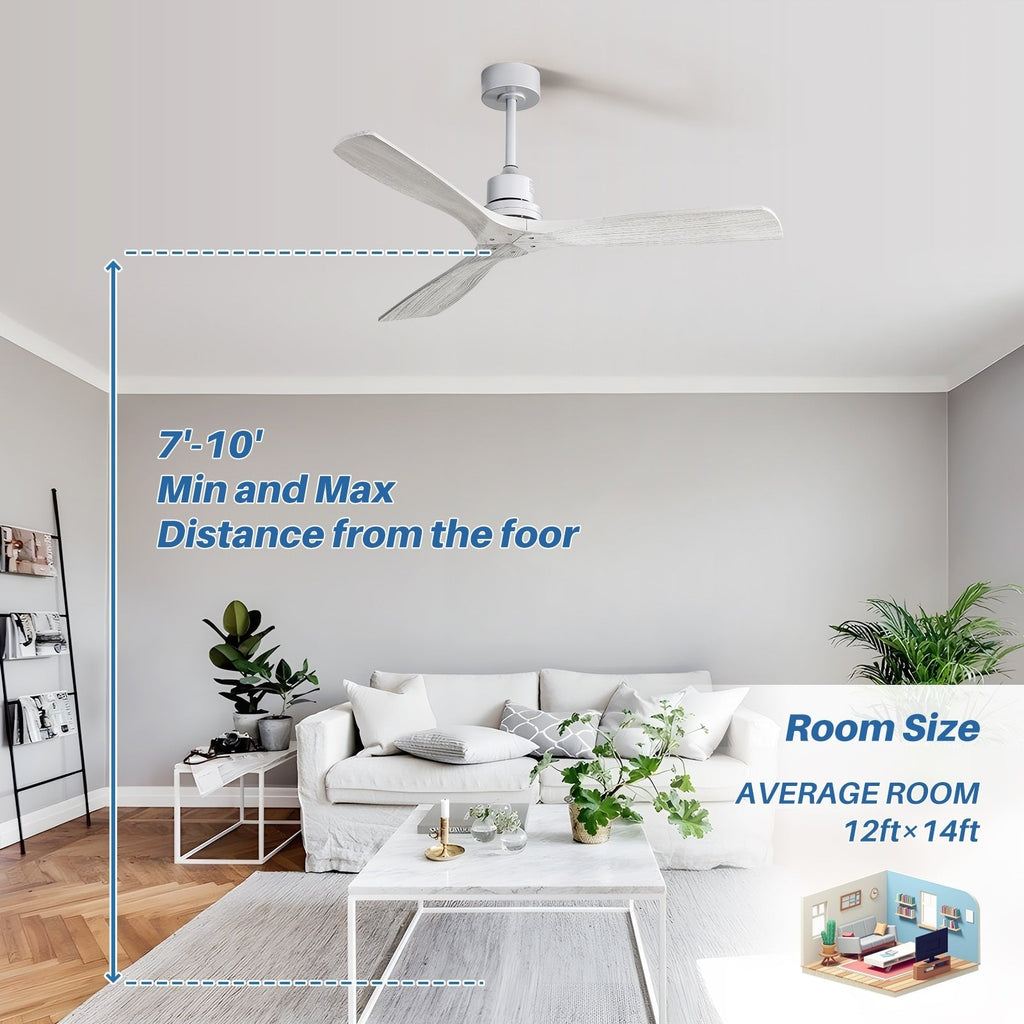 Sofucor 52 Indoor Wood Ceiling Fan Light with Remote, Integrated Light Optional