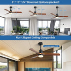 Sofucor 52 Indoor Wood Ceiling Fan Light with Remote, Integrated Light Optional