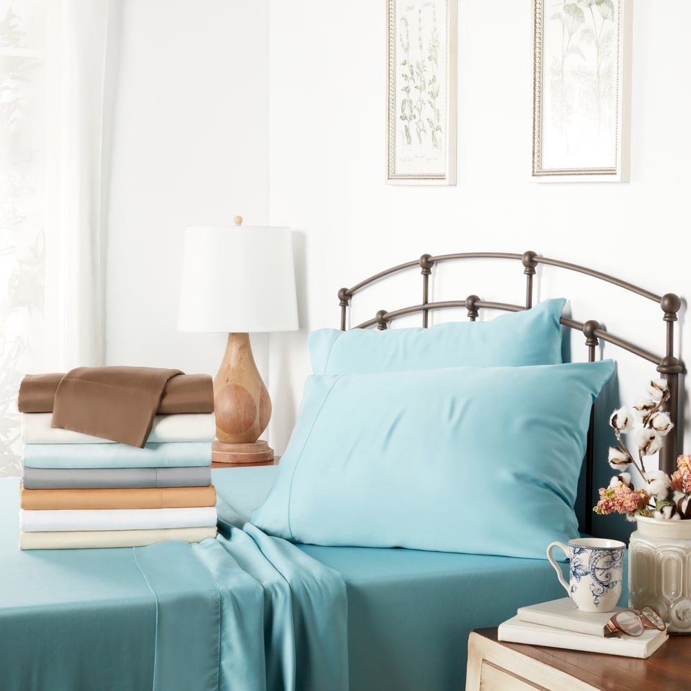 Solid Colored Rayon from Bamboo Breathable Deep Pocket Bed Sheet Set