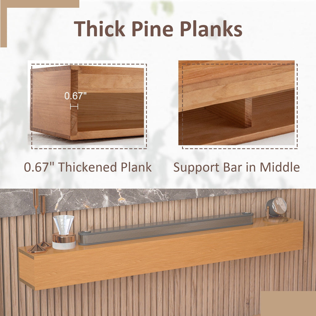 Solid Pine Wall Mounted Fireplace Mantel Floating Shelf