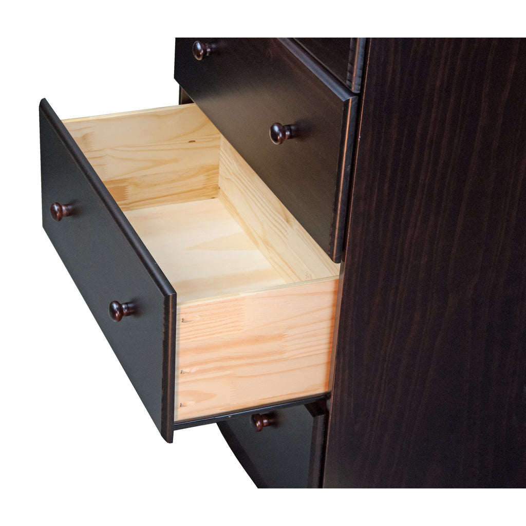 Palace Imports 100% Solid Wood 5-Jumbo Drawer Chest with Lock, Metal or Wooden Knobs