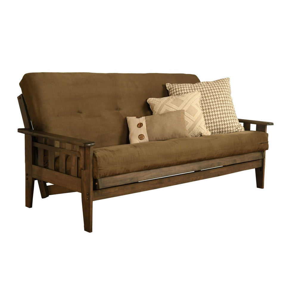 Somette Tucson Full-size Rustic Walnut Futon Set with Mattress