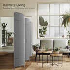 Sorbus 6 Panel Room Divider Tall Privacy Partition Screen Extra Wide Double Hinged Mesh Hand-Woven Folding Wall Divider - 6ft