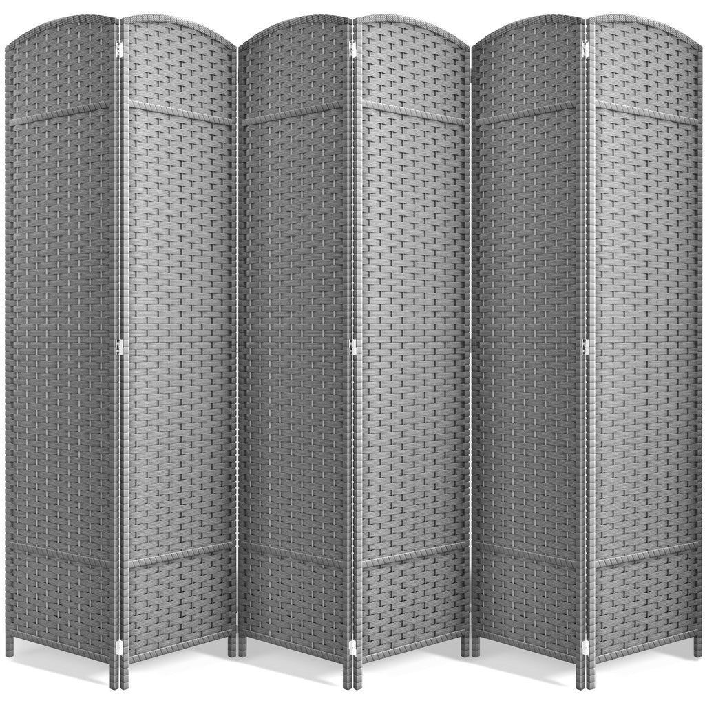 Sorbus 6 Panel Room Divider Tall Privacy Partition Screen Extra Wide Double Hinged Mesh Hand-Woven Folding Wall Divider - 6ft