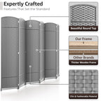 Sorbus 6 Panel Room Divider Tall Privacy Partition Screen Extra Wide Double Hinged Mesh Hand-Woven Folding Wall Divider - 6ft
