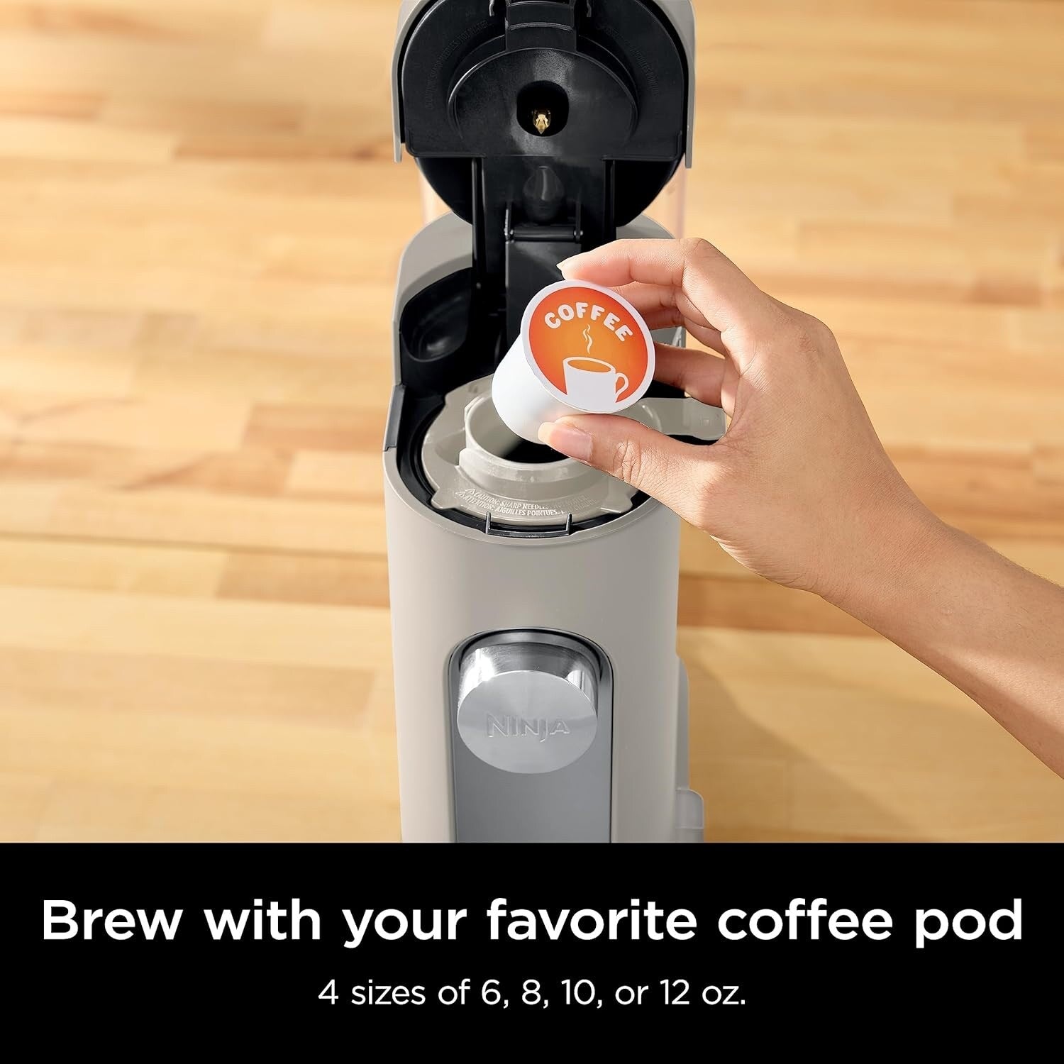 Stone Single-Serve Coffee Maker, K-Cup Compatible, 56oz Reservoir, Grounds Brewing, Iced Coffee