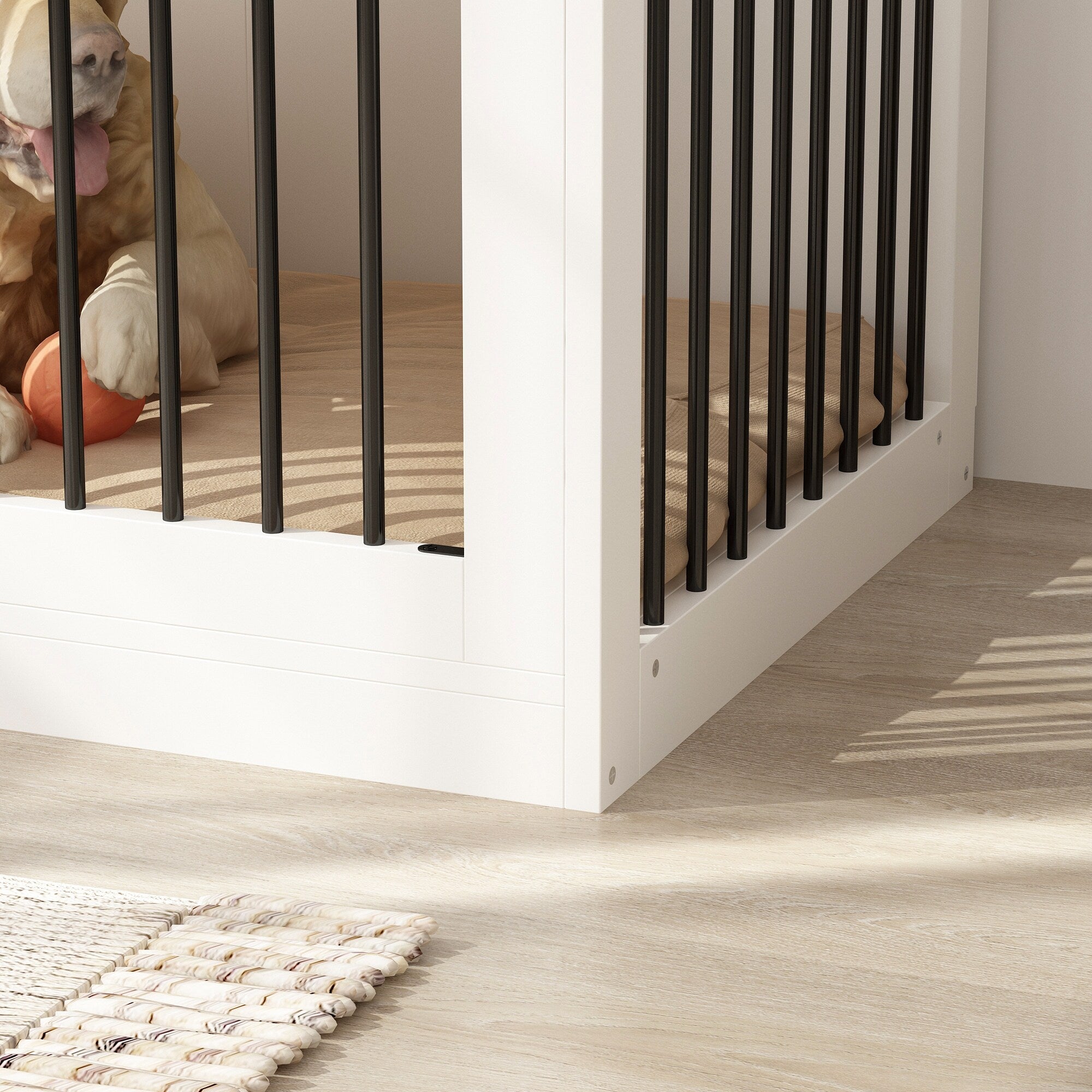 Stylish Wooden Dog Crate Furniture with Storage, 3 Drawers