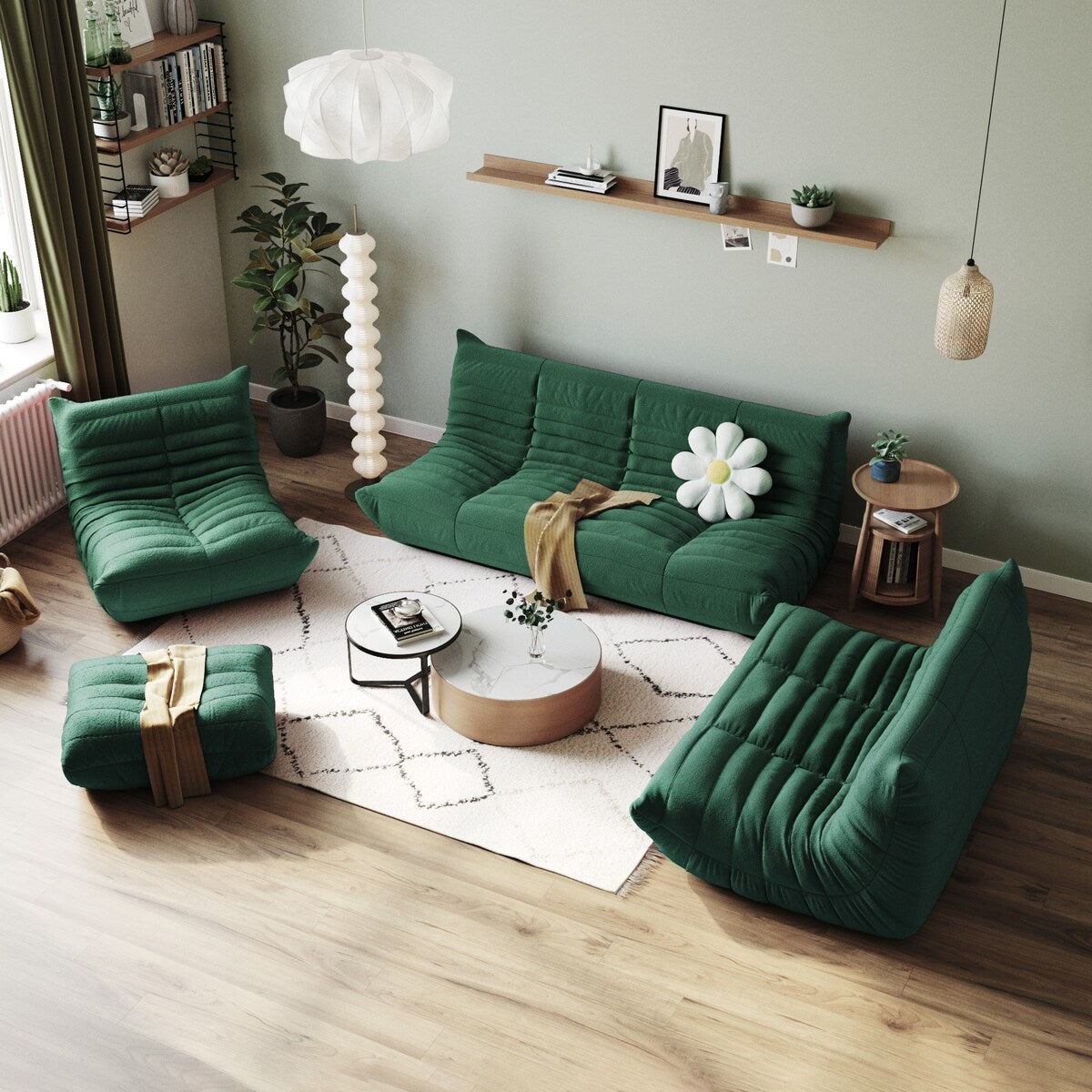 Teddy Velvet Sofa Bean Bag Couch Sets