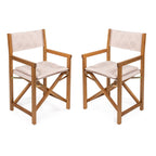 Theo Classic Mid-Century Outdoor Acacia Wood Foldable Diamond-Quilted Back Director Chair with Cushion, (Set of 2) by JONATHAN Y