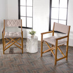 Theo Classic Mid-Century Outdoor Acacia Wood Foldable Diamond-Quilted Back Director Chair with Cushion, (Set of 2) by JONATHAN Y